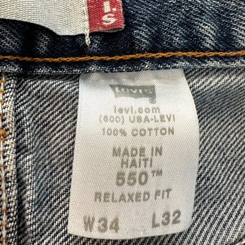 Vintage 90s Y2k Levis Jeans Men’s 34x32 Blue 550 Denim Relaxed Fit Baggy